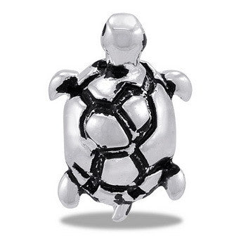 Turtle Bead, Black & Silver, Set/2