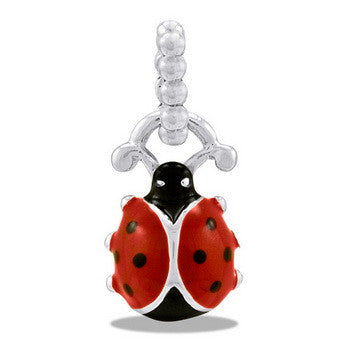 Dangle, Ladybug, Black/Red/Silver, Set/2