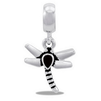 Dangle, Dragonfly, Black/Silver, Set/2
