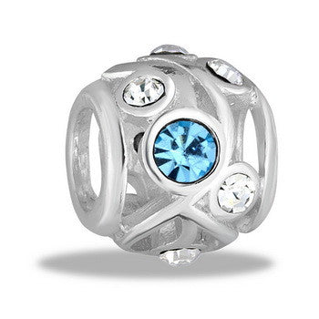 Bead, Turquoise, CZ, Cutout, Set/2