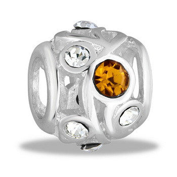 Bead, Topaz, CZ, Cutout, Set/2