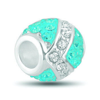 Barrel, Aquamarine & Clear CZ Decorative, Set/2