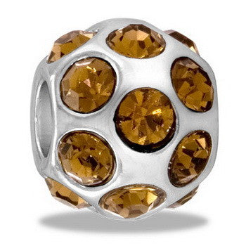 Bead, CZ Ball, Amber, Set/2