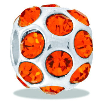 Bead, CZ Ball, Orange