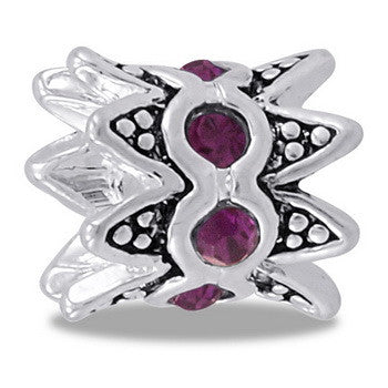 Bead, CZ, Crown, Purple, Set/2