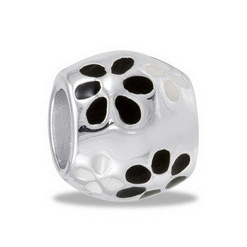 Bead, White w/Black Daisy, Set/2