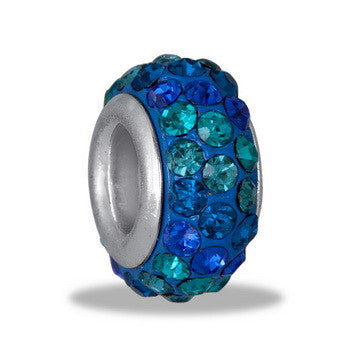 Bead, Aqua 3 Row Crystal, Set/2