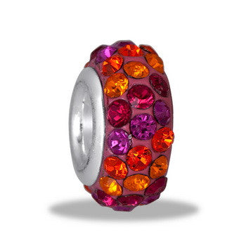 Bead, Fuchsia 3 Row Crystal, Set/2