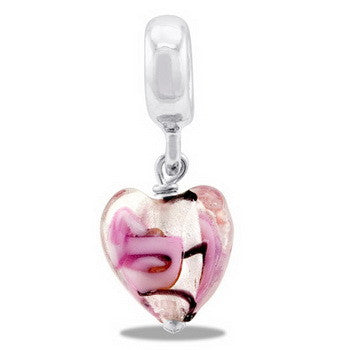 Dangle, Glass, Heart, Purple, Set/2