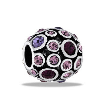 Barrel, Amethyst Antiqued Globe w/CZ, Set/2