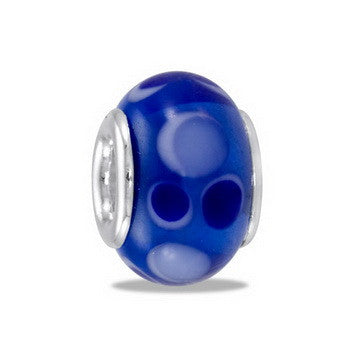 Bead, Light Blue w/dark Blue Dots, Set/2