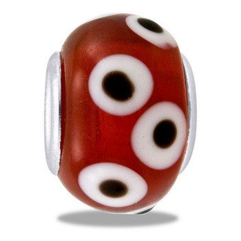 Bead, Art Glass, Spotted Red