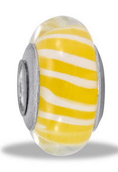 Bead, Yellow Stripe Glass, Set/2