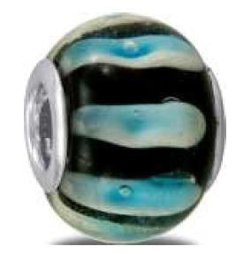 Bead, Art Glass, Petal, Blue, Set/2