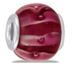 Bead, Art Glass, Petal, Red, Set/2