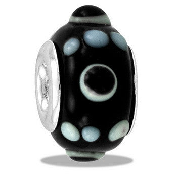 Bead, Art Glass, Knob, Black, Set/2
