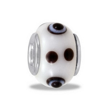 Bead, White w/Brown Target, Set/2