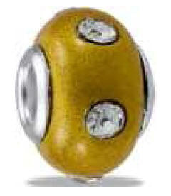 Bead, Yellow w/CZ Dots, Set/2