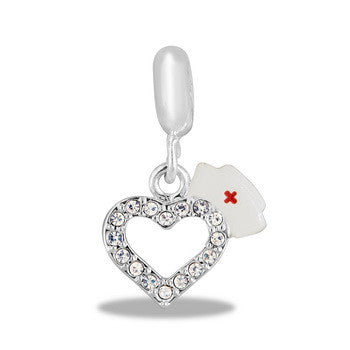 Dangle, Nurse Hat w/ CZ Heart, Set/2