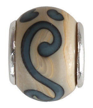 Bead, Light Brown w/Blue, Set/2