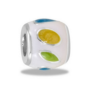 Bead, White w/Multi Shape, Set/2