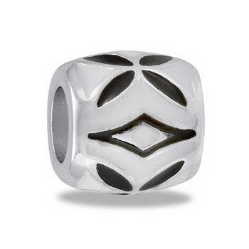 Bead, Black/White Abstract Flower, Set/2