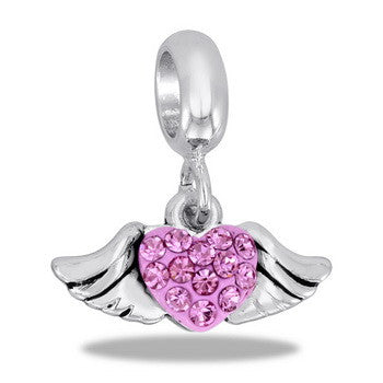 Dangle, Heart with Pink Wings