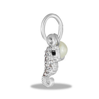 Charm, Seahorse w/Pearl CZ,Set/2