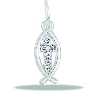 Charm, Cross in Fish, CZ, Set/2