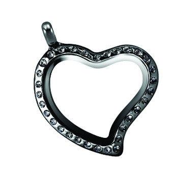 Chain, Gunmetal, Heart CZ Locket, Set/3