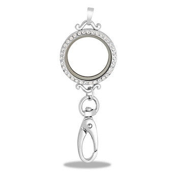 Lanyard Locket, Round CZ , Set/3