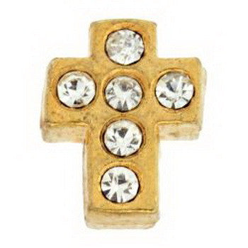 Charm, Cross, CZ, Gold