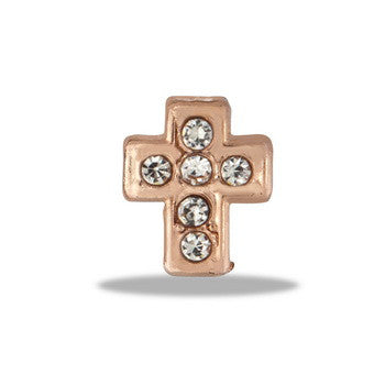Charm, Rose Gold CZ Cross, Set/3