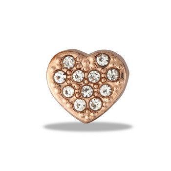 Charm, Rose Gold CZ Heart, Set/3