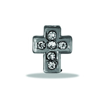 Charm, Gunmetal CZ Cross, Set/3