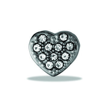 Charm, Gunmetal CZ Heart, Set/3