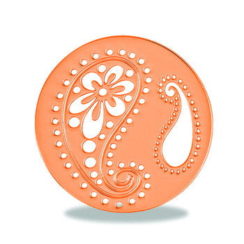 Disk, Rose Gold Paisley 2 Round, Set/2
