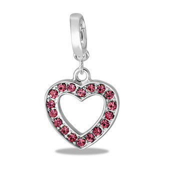 Drop, Pink CZ Heart Cut-Out, Set/2