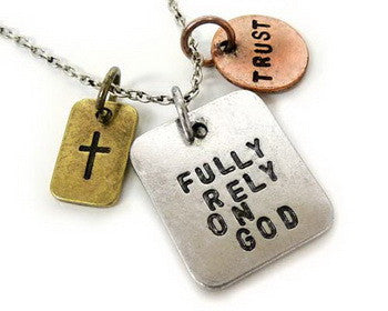 Carded Chain Necklace, Faith, Fully Rely on God