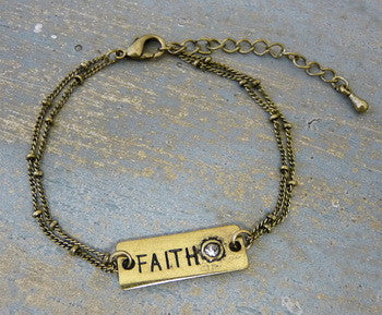 Carded Petite Chain Bracelet, Faith