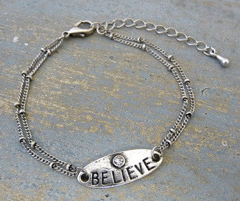 Carded Petite Chain Bracelet, Believe
