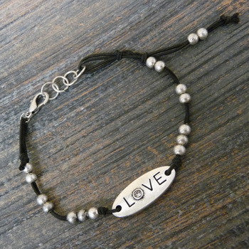 Carded Petite Corded Bracelet, Love
