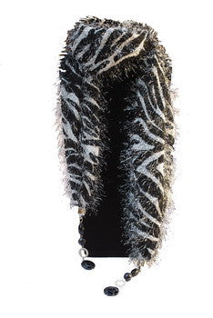 SCARF,  ANIMAL PRINTS, LONG HAIR ZEBRA