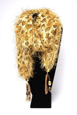 SCARF,  ANIMAL PRINTS, LONG HAIR LEOPARD