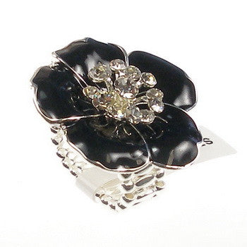 Stretch, Ring, Rose Black Enamel
