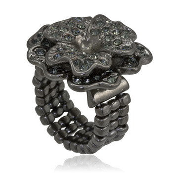 Stretch, Ring, Rose, Black Antique Cubic Zirconia