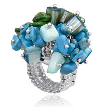 Stretch Ring, Blue/White Cluster