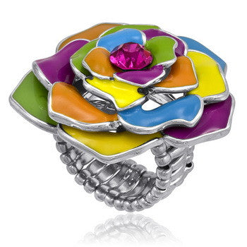 Stretch Ring, Rose, Multi Enamel