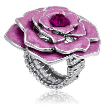Stretch Ring, Rose, Pink Enamel