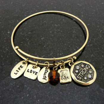 Bracelet, Empowerment, I am Strong, Gold